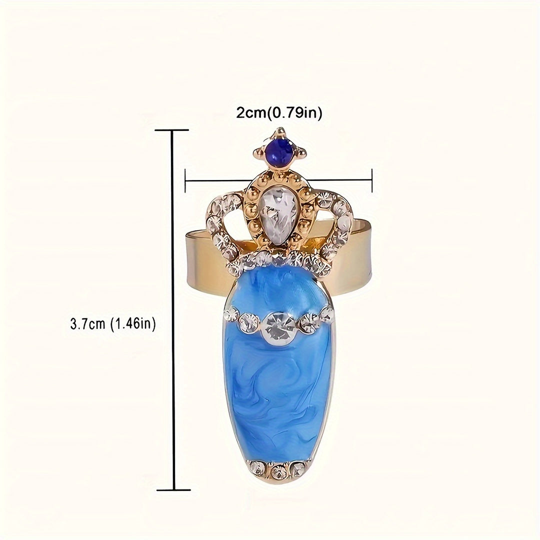 Boho Rhinestone Nail Ring Set - 12-Piece Vintage Glam