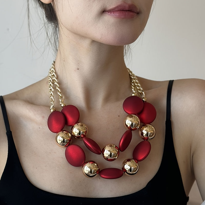 Elegant Resin Bead Statement Necklace