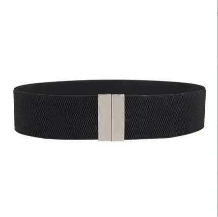 Elastic Wide Belt with Gold Buckle