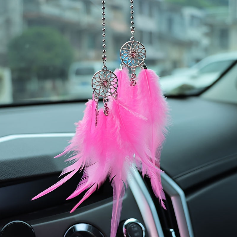 Feather Dream Catcher Car Charm