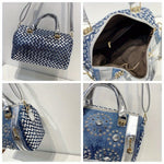 Load image into Gallery viewer, Denim Rivet Boston Bag
