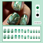 Load image into Gallery viewer, Green Gradient Leaf Press-On Nails
