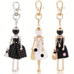 Load image into Gallery viewer, Polka Dot Lady Keychain – Fashion Doll Charm for Bags &amp; Keys
