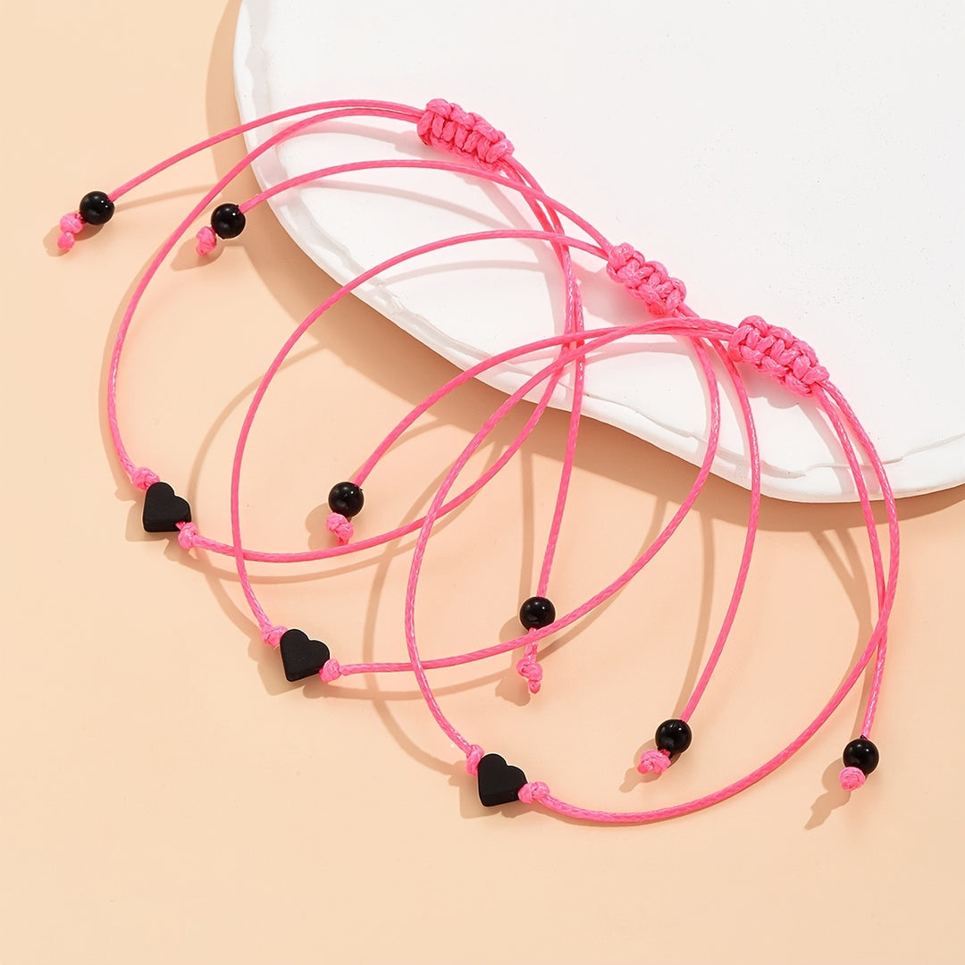 Triple Heart Rope Friendship Bracelets Set