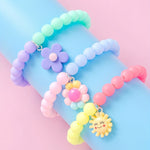 Load image into Gallery viewer, 3pcs Cute Sun Flower Pendant Color Block Beaded Bracelet Set for Girls
