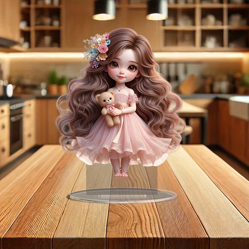 Glam Style Acrylic Collectible Figurine - Cute Doll Girl Display