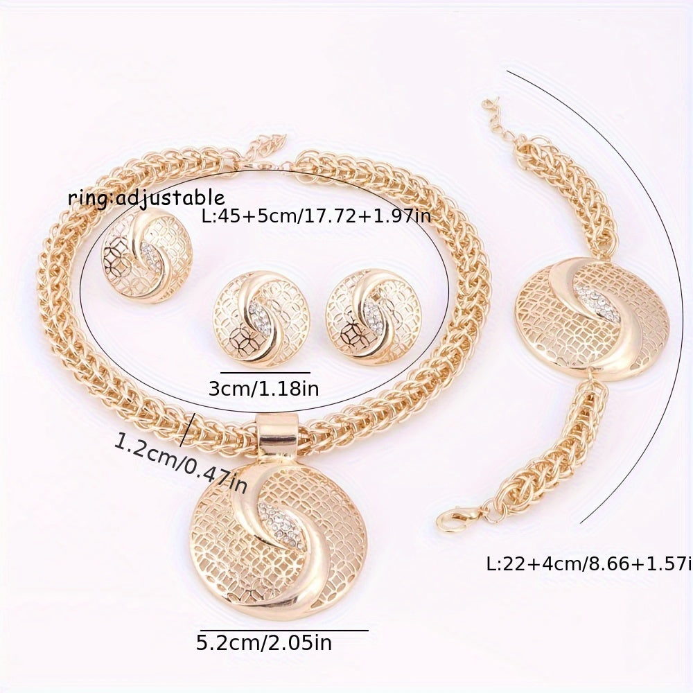 Golden Rhinestone Jewelry Set