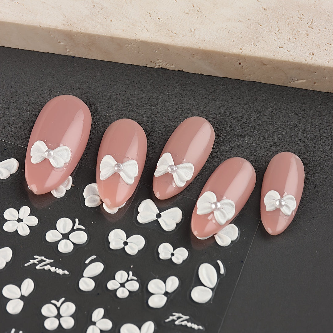 White Flower 5D Nail Art Stickers