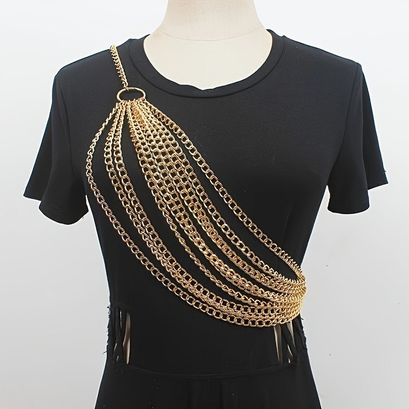 Golden Layered Chain Belt