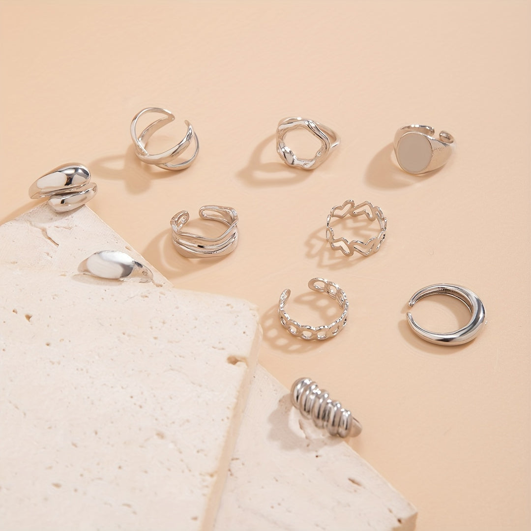 Hip-Hop Style Stacking Rings Set (10pcs)