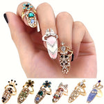 Load image into Gallery viewer, Boho Rhinestone Nail Ring Set - 12-Piece Vintage Glam
