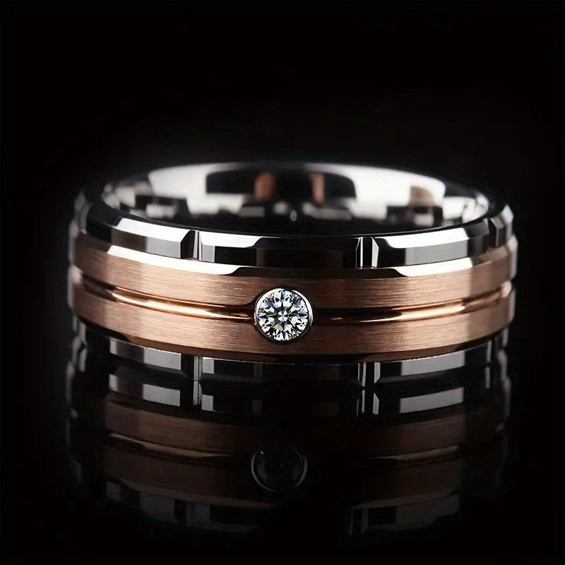 Fashion Wide Titanium Zirconia Ring