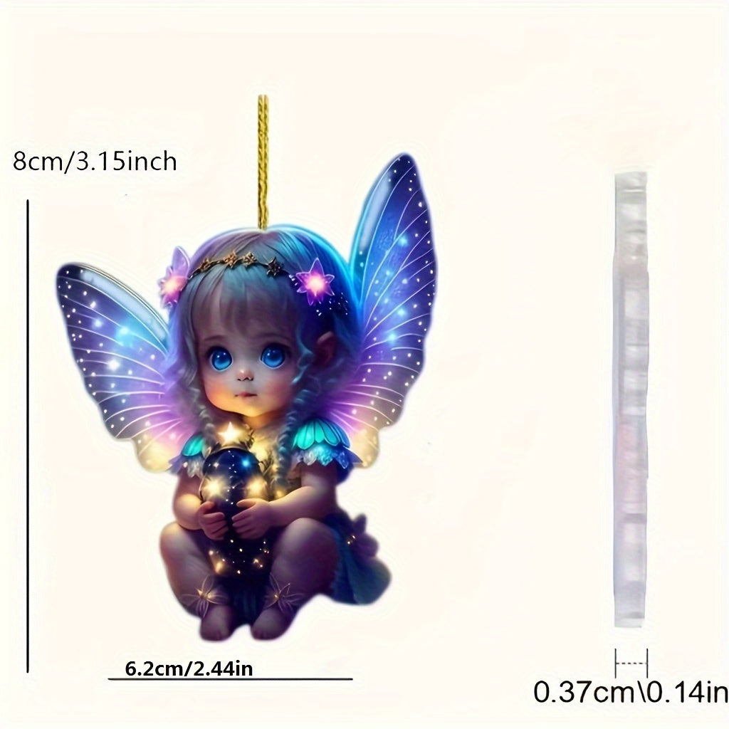 Charming 2D Angel Pendant for Car Mirrors