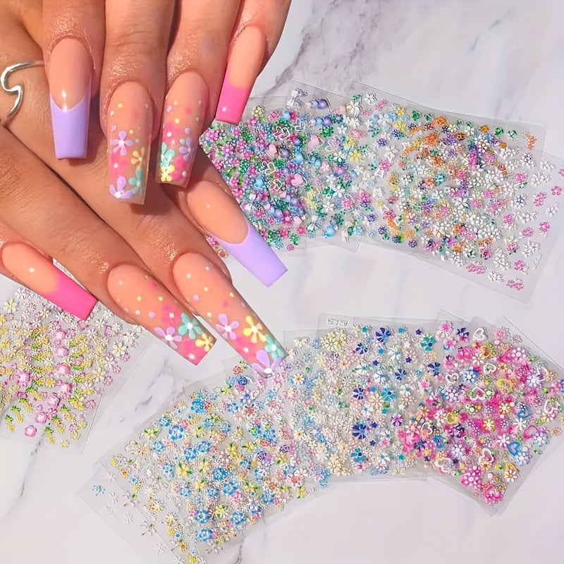 3D Daisy & Bow Tie Nail Art Stickers