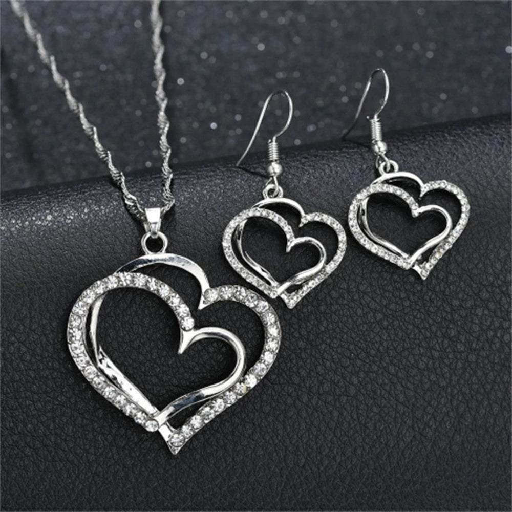 Double Heart Jewelry Set