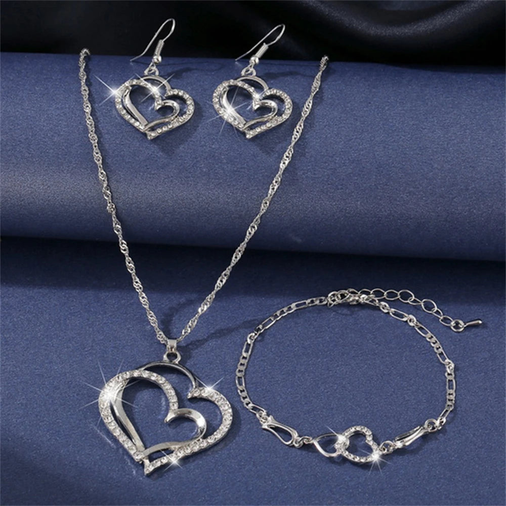 Double Heart Jewelry Set