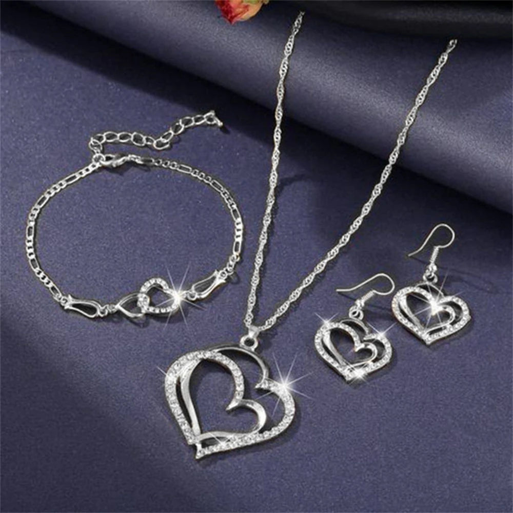 Double Heart Jewelry Set