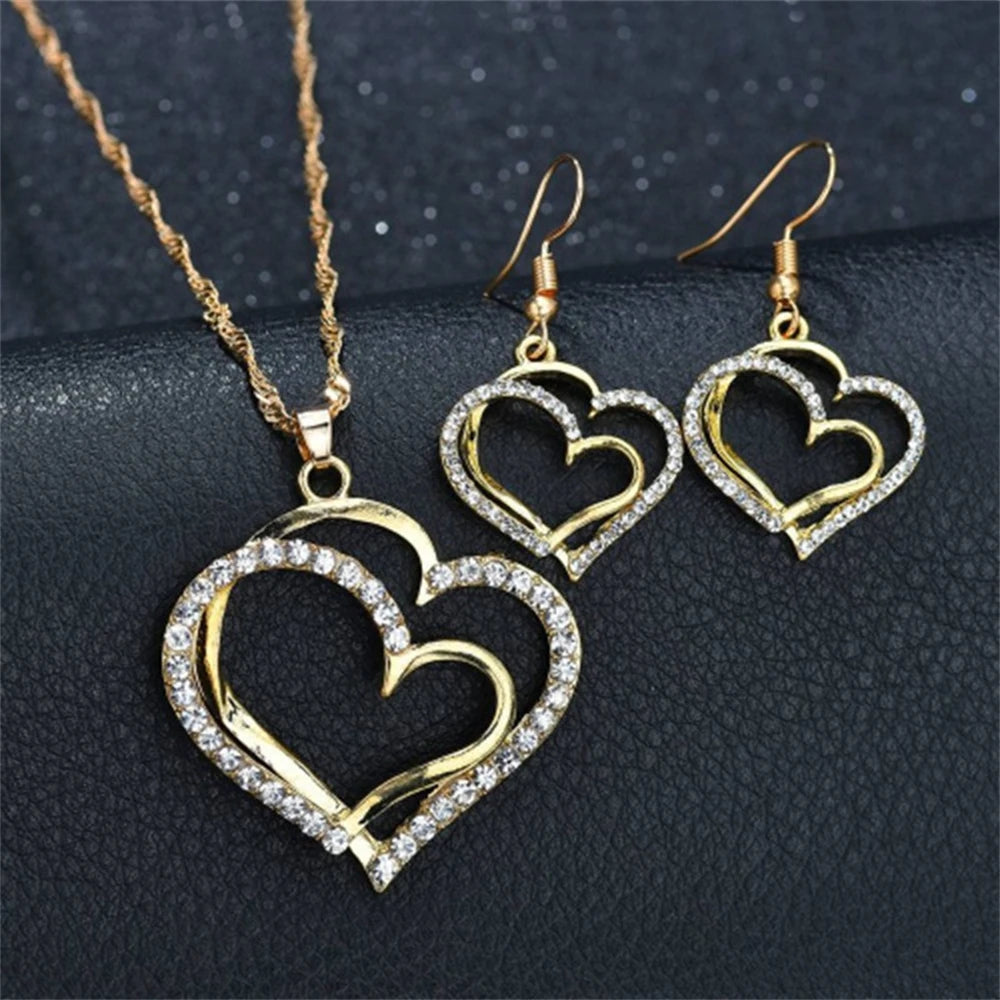 Double Heart Jewelry Set