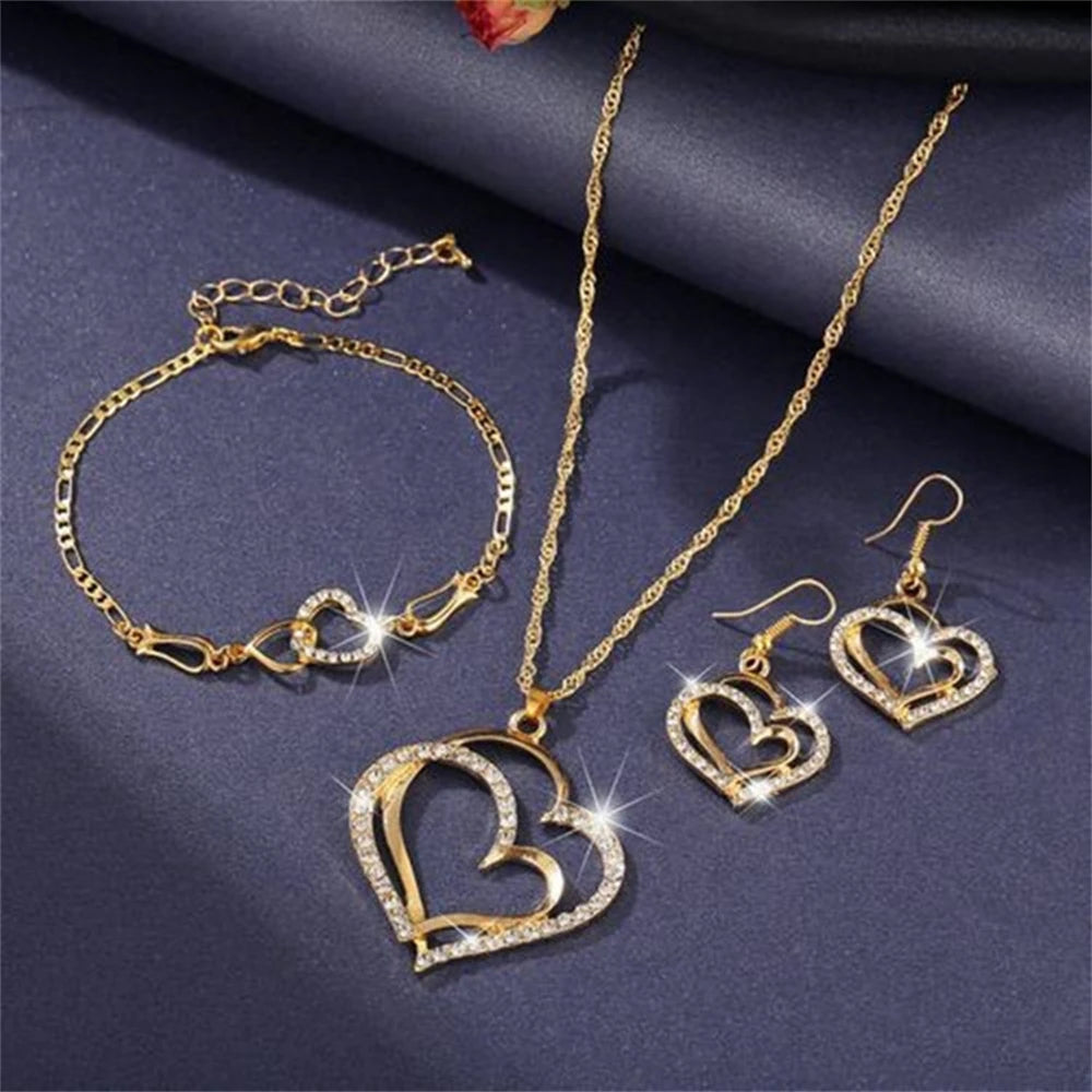 Double Heart Jewelry Set