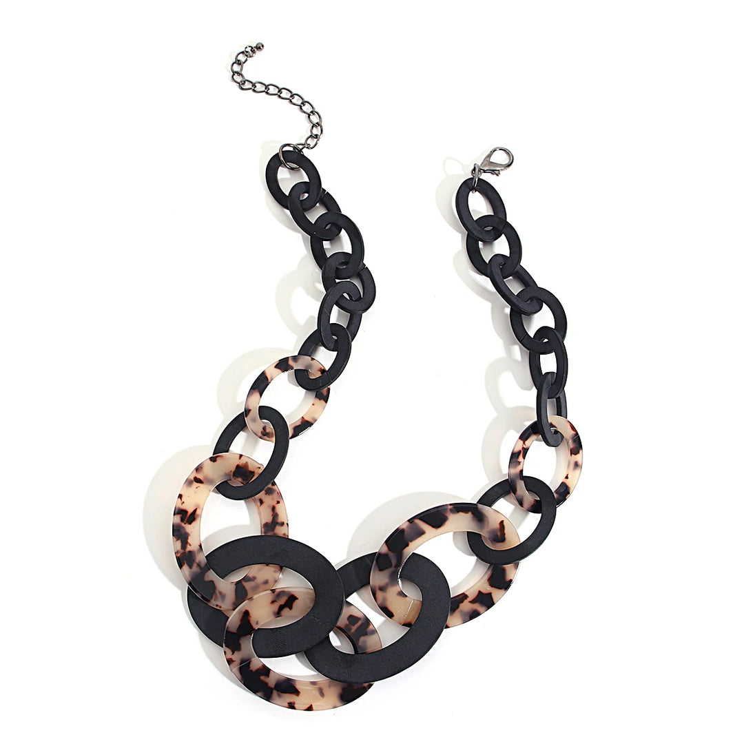 Retro Acrylic Leopard Leather Choker Necklace