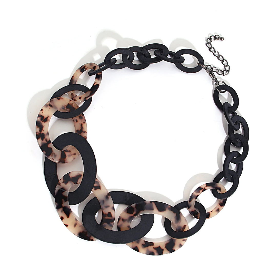 Retro Acrylic Leopard Leather Choker Necklace