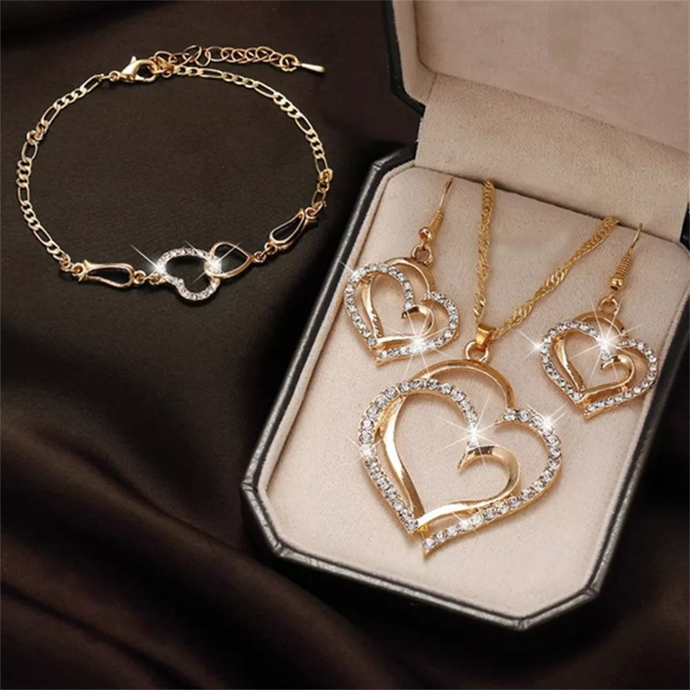 Double Heart Jewelry Set