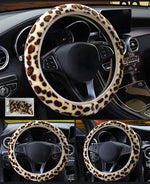 Load image into Gallery viewer, Leopard Print Plush Car Steering Wheel Cover
