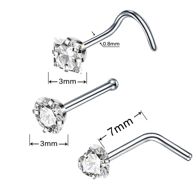 Surgical Steel Heart Nose Ring Set