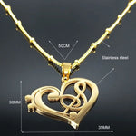 Load image into Gallery viewer, Gold Music Note Heart Necklace
