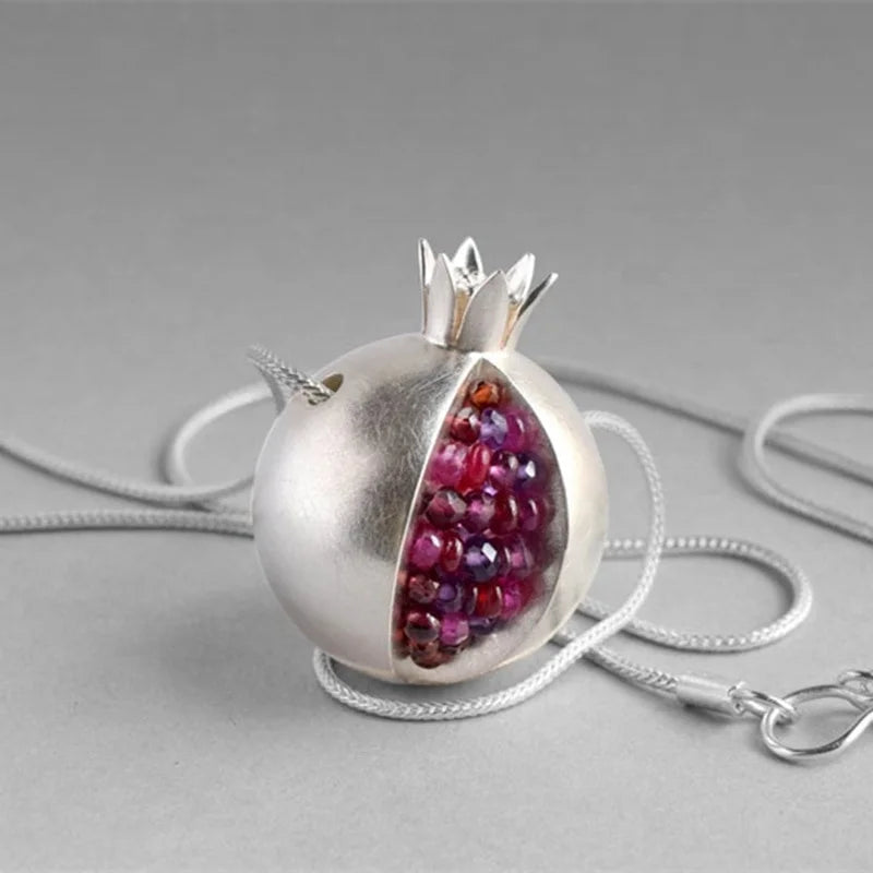 Pomegranate Pendant Necklace – Trendy Wedding Charm for Women