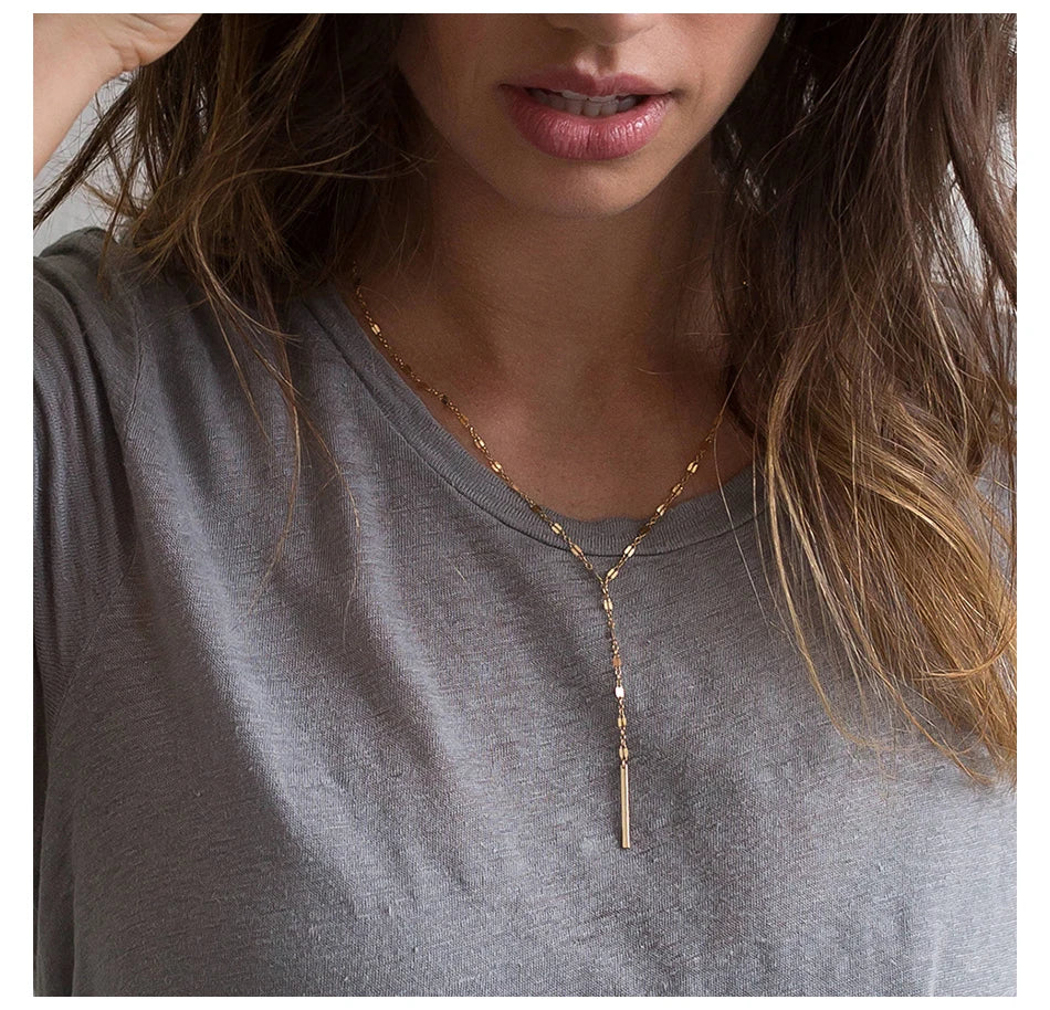 Minimalist Bamboo Chain Choker Necklace