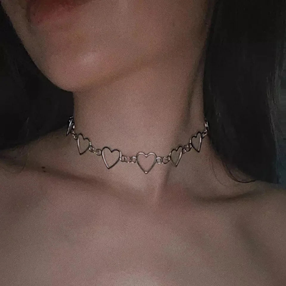 Hollow Korean Sweet Love Heart Choker Necklace