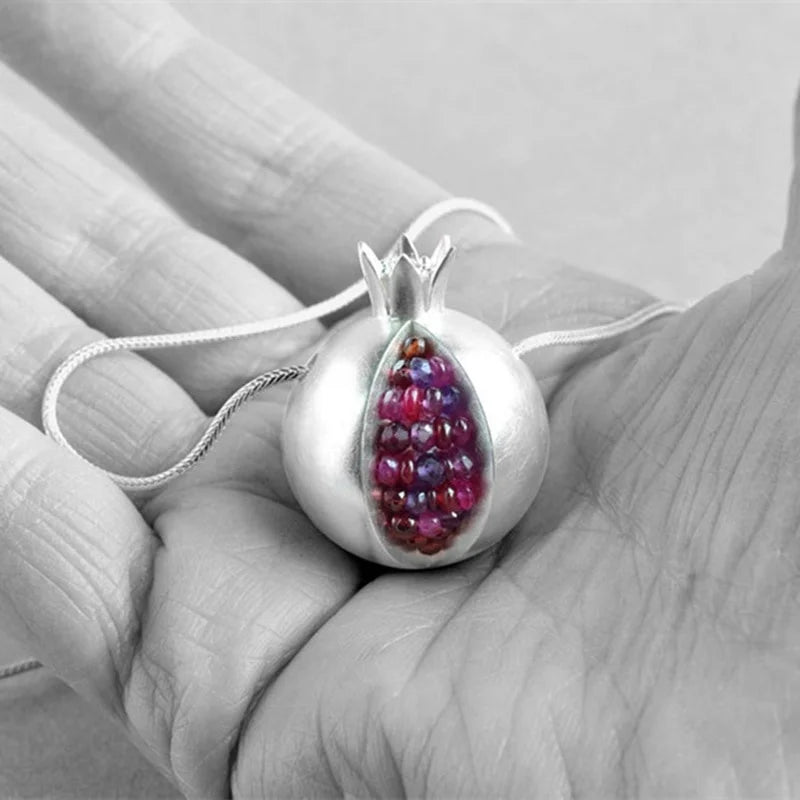 Pomegranate Pendant Necklace – Trendy Wedding Charm for Women