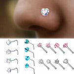 Load image into Gallery viewer, Surgical Steel Heart Nose Ring Set
