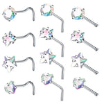 Load image into Gallery viewer, Surgical Steel Heart Nose Ring Set
