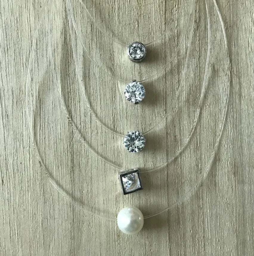 Square Imitation Pearl Zircon Necklace