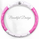 Load image into Gallery viewer, Diamond-Embellished PU Leather Steering Wheel Cover
