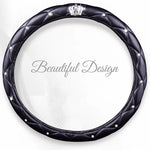 Load image into Gallery viewer, Diamond-Embellished PU Leather Steering Wheel Cover
