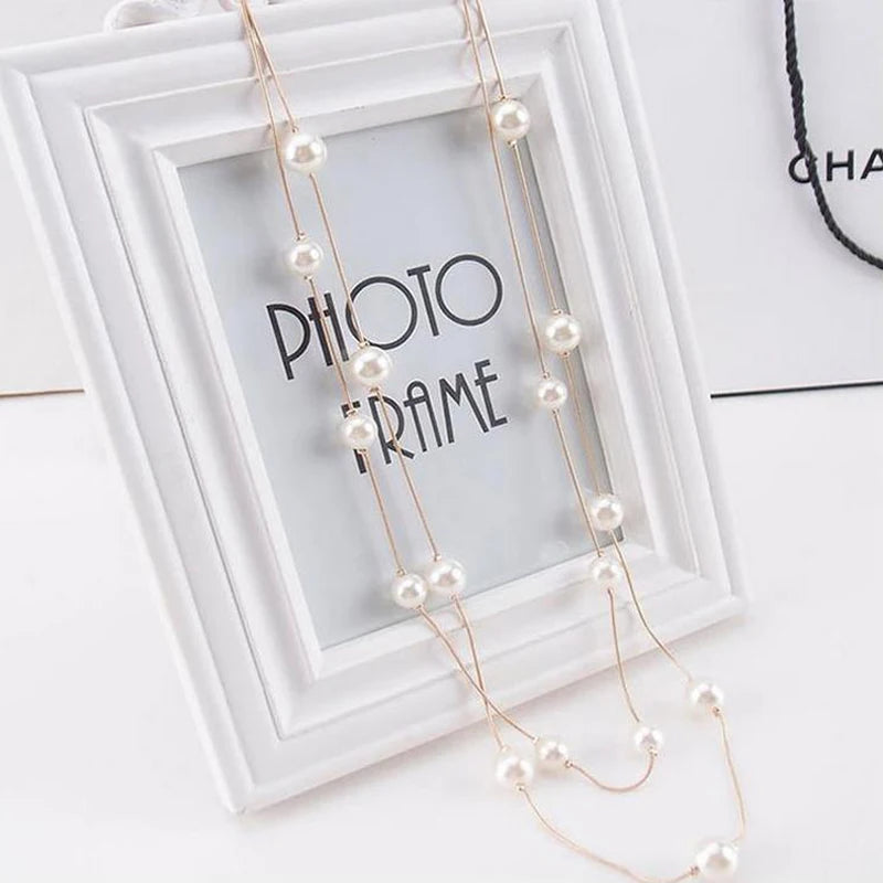 Trendy Geometric Pearl Pendant Necklace