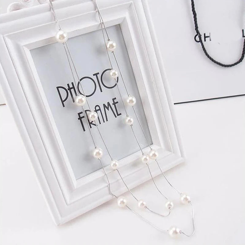 Trendy Geometric Pearl Pendant Necklace