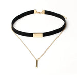 Load image into Gallery viewer, Black Velvet Choker with Gold Chain Bar
