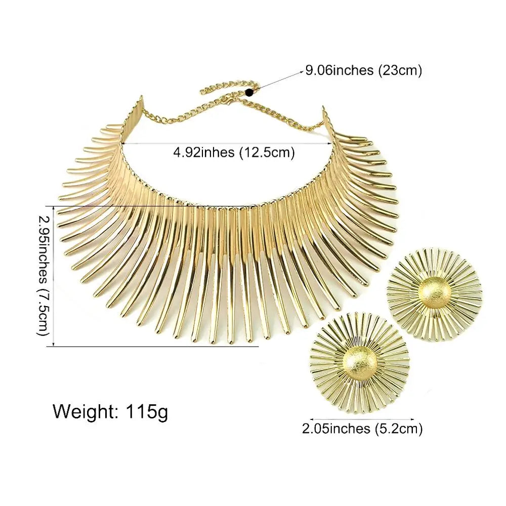 Exaggerated Gold Torque Choker Set