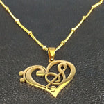 Load image into Gallery viewer, Gold Music Note Heart Necklace
