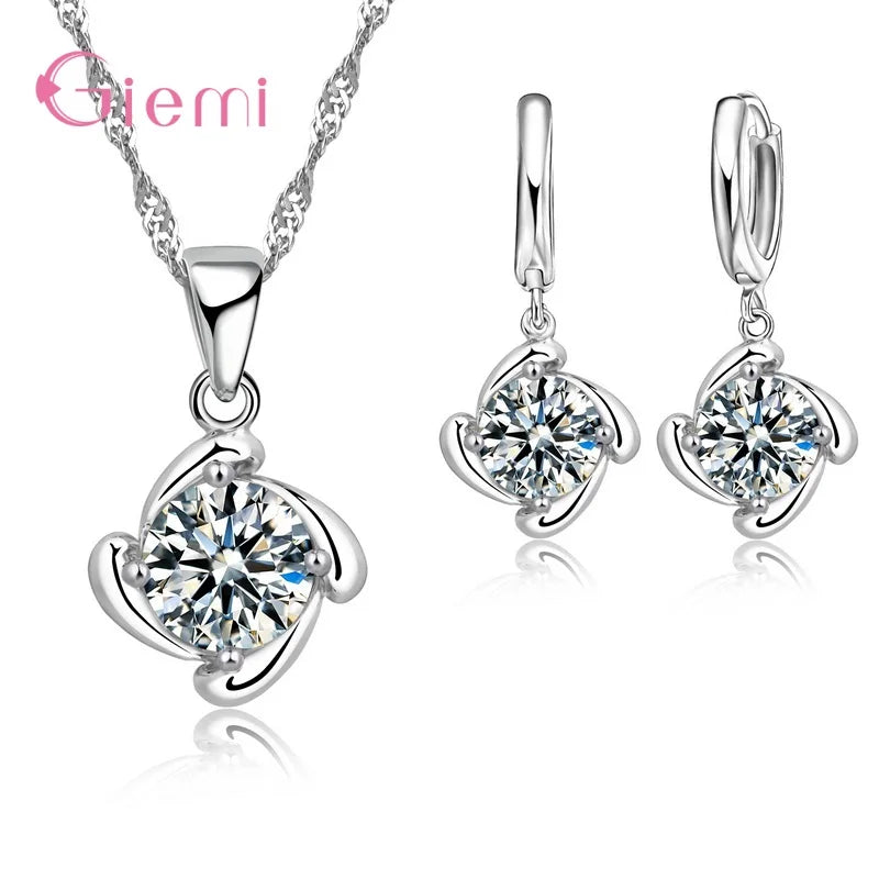 Trendy Crystal Pendant Jewelry Set