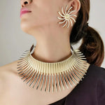 Load image into Gallery viewer, Exaggerated Gold Torque Choker Set
