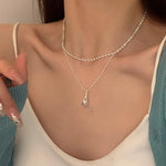 Load image into Gallery viewer, Silver Double Layer Water Drop Necklace
