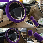 Load image into Gallery viewer, Pink Plush Winter Car Steering Wheel Cover Set
