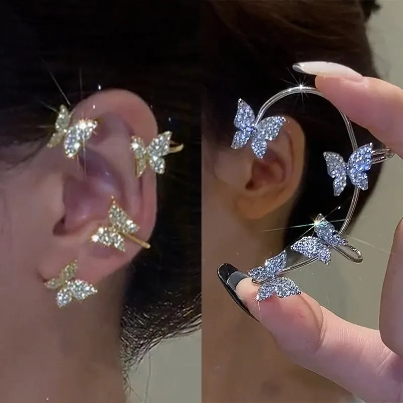 Sparkling Butterfly Ear Clips