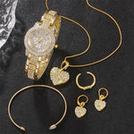 Load image into Gallery viewer, Gold Rhinestone Watch &amp; Jewelry Set
