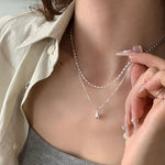 Load image into Gallery viewer, Silver Double Layer Water Drop Necklace
